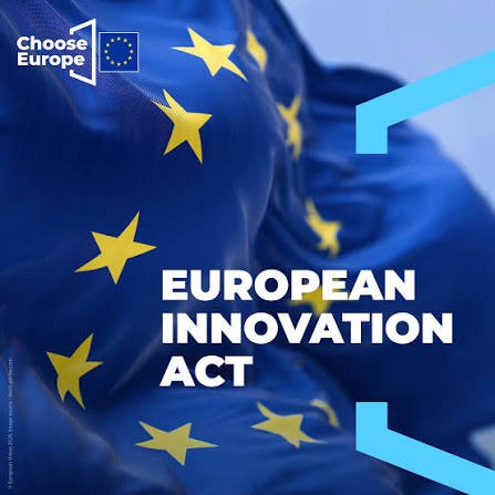 European Innovation Act Visual with the European flag about the European Innovation Act